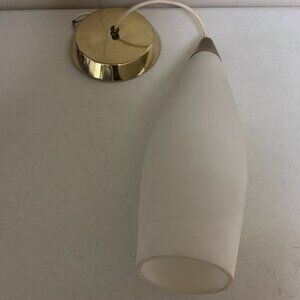 Vintage MCM White & Gold Hanging Light Fixture